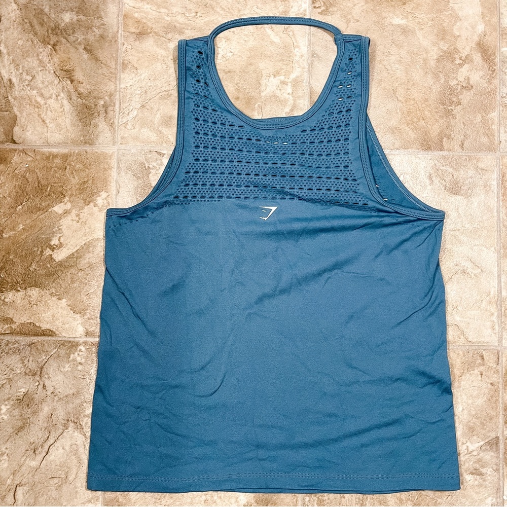 Gymshark Energy+ Seamless Lose Vest - Blue Stone (Size: S)